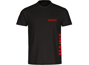 4068859083571 - multifanshop Herren T-Shirt - Mainz - Brust & Seite - Druck rot - Männer