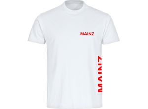 4068859083687 - multifanshop Herren T-Shirt - Mainz - Brust & Seite - Druck rot - Männer