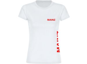 4068859083885 - multifanshop Damen T-Shirt - Mainz - Brust & Seite - Druck rot - Frauen