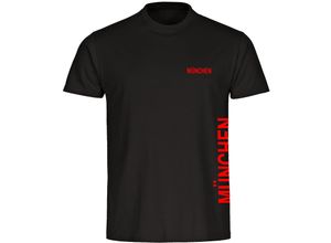 4068859084820 - multifanshop Herren T-Shirt - München rot - Brust & Seite - Druck rot - Männer