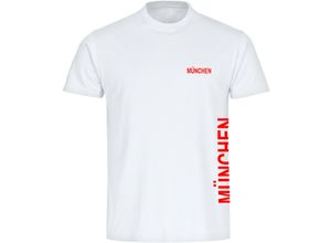 4068859084950 - multifanshop Herren T-Shirt - München rot - Brust & Seite - Druck rot - Männer