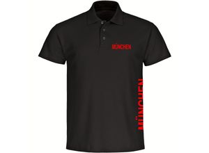 4068859085438 - multifanshop Poloshirt - München rot - Brust & Seite - Druck rot - Polo