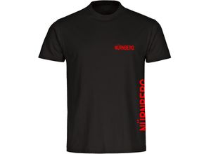 4068859086046 - multifanshop Herren T-Shirt - Nürnberg - Brust & Seite - Druck rot - Männer