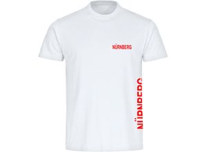 4068859086169 - multifanshop Herren T-Shirt - Nürnberg - Brust & Seite - Druck rot - Männer