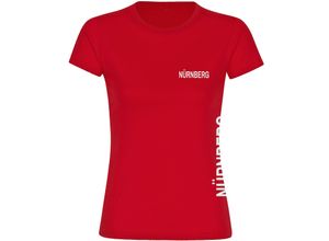 4068859086404 - multifanshop Damen T-Shirt - Nürnberg - Brust & Seite - Druck weiß - Frauen