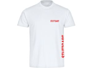 4068859087340 - multifanshop Herren T-Shirt - Stuttgart - Brust & Seite - Druck rot - Männer