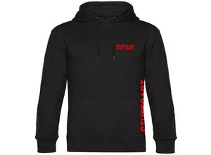 4068859088132 - multifanshop Kapuzen Sweatshirt - Stuttgart - Brust & Seite - Druck rot - Hoodie