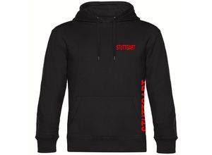4068859088187 - multifanshop Kapuzen Sweatshirt - Stuttgart - Brust & Seite - Druck rot - Hoodie