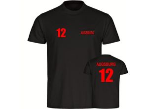 4068859088521 - multifanshop Herren T-Shirt - Augsburg - Trikot Nummer 12 - Druck rot - Männer