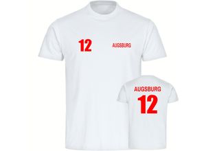 4068859089016 - multifanshop® Kinder T-Shirt - Augsburg - Trikot Nummer 12 - Druck rot