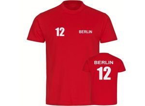 4068859090180 - multifanshop® Herren T-Shirt - Berlin rot - Trikot Nummer 12 - Druck weiß