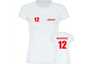 4068859097066 - multifanshop Damen T-Shirt - Mainz - Trikot Nummer 12 - Druck rot - Frauen