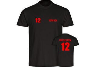 4068859097530 - multifanshop Herren T-Shirt - München rot - Trikot Nummer 12 - Druck rot - Männer