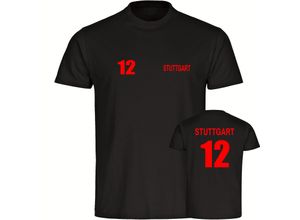 4068859099039 - multifanshop Herren T-Shirt - Stuttgart - Trikot Nummer 12 - Druck rot - Männer