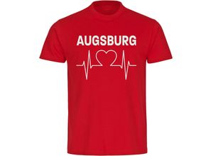 4068859101480 - multifanshop Herren T-Shirt - Augsburg - Herzschlag - Druck weiß - Männer