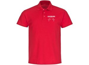 4068859101886 - multifanshop® Poloshirt - Augsburg - Herzschlag - Druck weiß