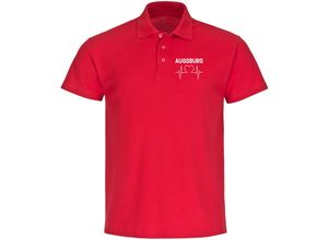 4068859101916 - multifanshop Poloshirt - Augsburg - Herzschlag - Druck weiß - Polo