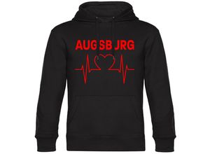 4068859102067 - multifanshop® Kapuzen Sweatshirt - Augsburg - Herzschlag - Druck rot