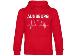 4068859102111 - multifanshop Kapuzen Sweatshirt - Augsburg - Herzschlag - Druck weiß - Hoodie