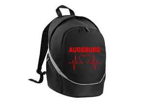 4068859102418 - multifanshop Rucksack - Augsburg - Herzschlag - Druck rot - Tasche