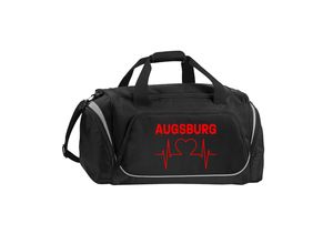 4068859102432 - multifanshop® Sporttasche - Augsburg - Herzschlag - Druck rot