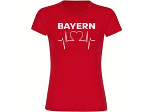 4068859102760 - multifanshop Damen T-Shirt - Bayern - Herzschlag - Druck weiß - Frauen