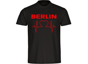 4068859103736 - multifanshop® Herren T-Shirt - Berlin rot - Herzschlag - Druck rot