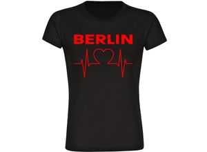 4068859103842 - multifanshop Damen T-Shirt - Berlin rot - Herzschlag - Druck rot - Frauen