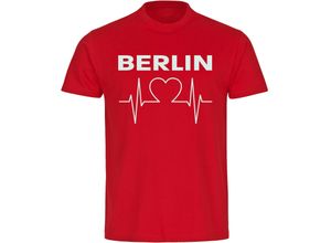 4068859104078 - multifanshop® Kinder T-Shirt - Berlin rot - Herzschlag - Druck weiß