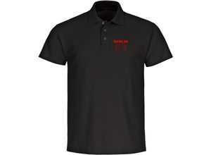 4068859104108 - multifanshop Poloshirt - Berlin rot - Herzschlag - Druck rot - Polo