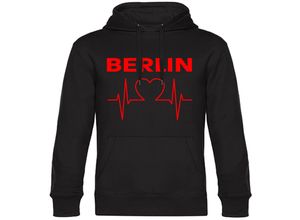 4068859104375 - multifanshop Kapuzen Sweatshirt - Berlin rot - Herzschlag - Druck rot - Hoodie