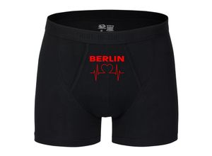 4068859104573 - multifanshop® Herren Boxer Short - Berlin rot - Herzschlag - Druck rot