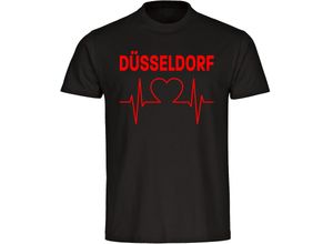 4068859104825 - multifanshop® Herren T-Shirt - Düsseldorf - Herzschlag - Druck rot