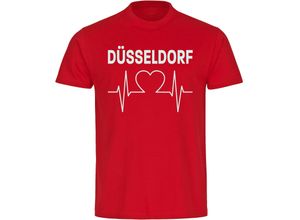 4068859104894 - multifanshop® Herren T-Shirt - Düsseldorf - Herzschlag - Druck weiß