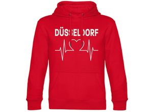 4068859105532 - multifanshop® Kapuzen Sweatshirt - Düsseldorf - Herzschlag - Druck weiß