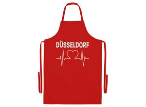 4068859105945 - multifanshop Grillschürze - Düsseldorf - Herzschlag - Druck weiß - Schürze