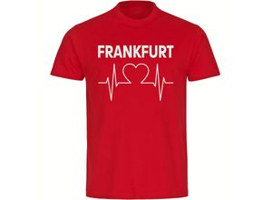 4068859106041 - multifanshop Herren T-Shirt - Frankfurt - Herzschlag - Druck weiß - Männer