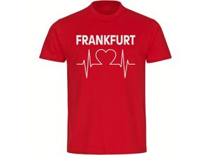4068859106058 - multifanshop Herren T-Shirt - Frankfurt - Herzschlag - Druck weiß - Männer