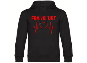 4068859106614 - multifanshop Kapuzen Sweatshirt - Frankfurt - Herzschlag - Druck rot - Hoodie