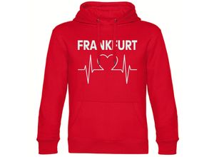 4068859106720 - multifanshop® Kapuzen Sweatshirt - Frankfurt - Herzschlag - Druck weiß