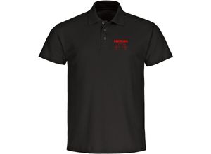 4068859107529 - multifanshop® Poloshirt - Freiburg - Herzschlag - Druck rot