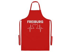 4068859108229 - multifanshop Grillschürze - Freiburg - Herzschlag - Druck weiß - Schürze