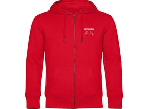 4068859109110 - multifanshop® Kapuzen Sweatshirt Jacke - Heidenheim - Herzschlag - Druck weiß