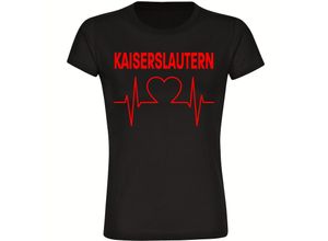 4068859109561 - multifanshop® Damen T-Shirt - Kaiserslautern - Herzschlag - Druck rot