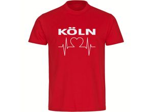 4068859110901 - multifanshop® Kinder T-Shirt - Köln - Herzschlag - Druck weiß