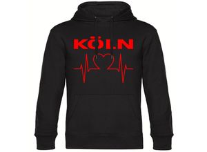 4068859111199 - multifanshop Kapuzen Sweatshirt - Köln - Herzschlag - Druck rot - Hoodie