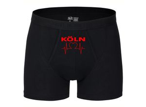 4068859111410 - multifanshop® Herren Boxer Short - Köln - Herzschlag - Druck rot