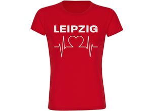 4068859111878 - multifanshop Damen T-Shirt - Leipzig - Herzschlag - Druck weiß - Frauen 4068859111878 - multifanshop Damen T-Shirt - Leipzig - Herzschlag - Druck weiß - Frauen