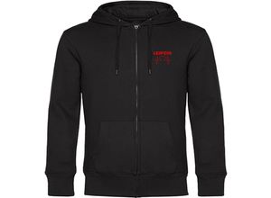 4068859112431 - multifanshop® Kapuzen Sweatshirt Jacke - Leipzig - Herzschlag - Druck rot