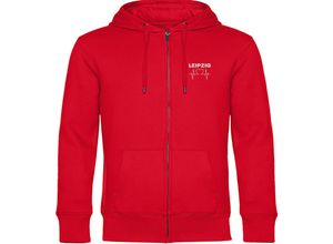 4068859112523 - multifanshop® Kapuzen Sweatshirt Jacke - Leipzig - Herzschlag - Druck weiß